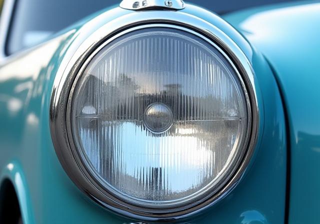 Stesso faro anteriore ripristinato e trasparente, con una visibilità chiara