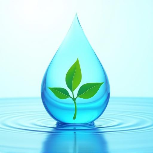 Simbolo di una goccia d'acqua con una foglia verde all'interno, che simboleggia il nostro impegno ecologico