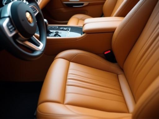 Interni in pelle di un'auto di lusso puliti e trattati